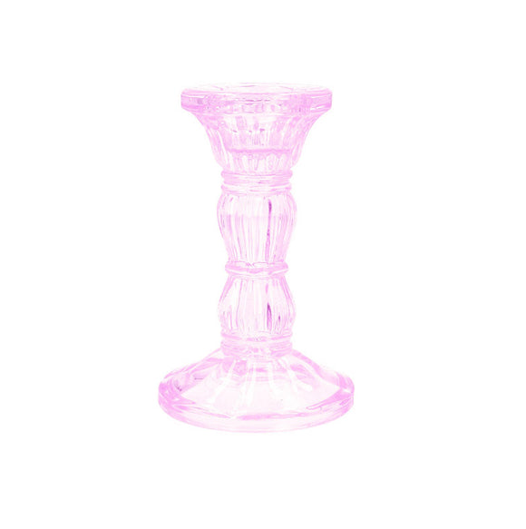 Pink Pressed Glass Candlestick