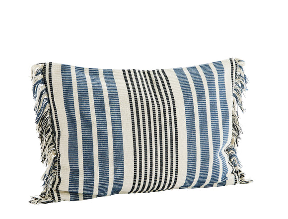 Large Textured Stripe Cushion in Blue