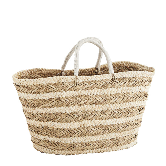 Striped Seagrass Basket Bag