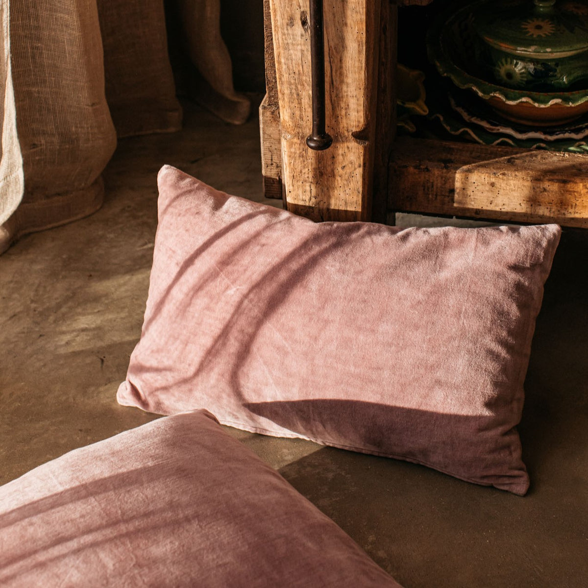 Velvet Rectangle Cushion Rose Pink Camperdown Lane