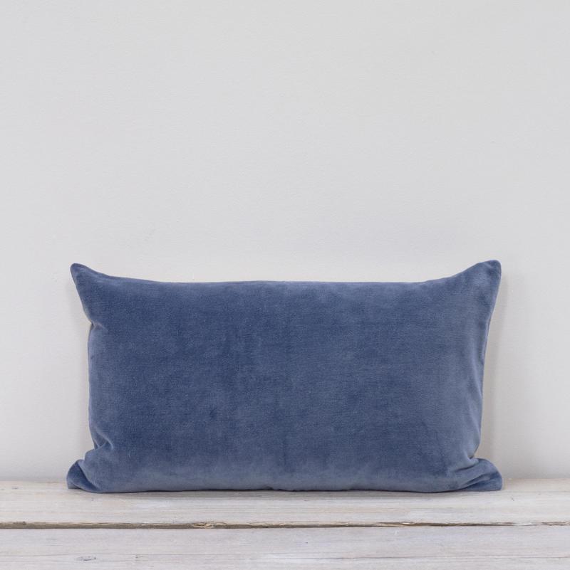 Blue velvet rectangular cushion clearance