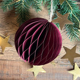 Honeycomb Baubles in Wine