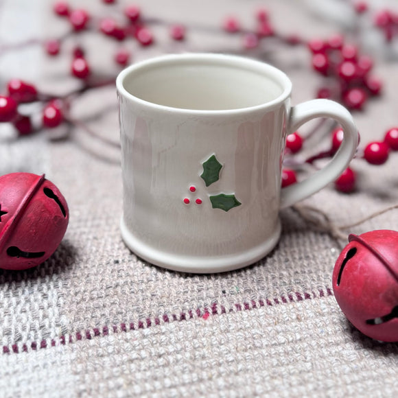 Mini Ceramic Mug with Holly