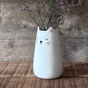 White Ceramic Cat Vase