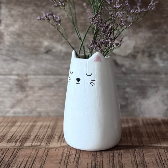White Ceramic Cat Vase