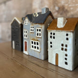 Ceramic House for Tealight in Pale Grey