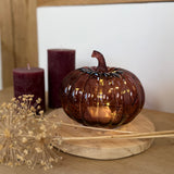 Autumn LED glass pumpkin decoration, alternate view