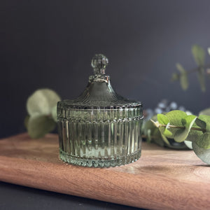 Vintage Green Glass Jar with Lid
