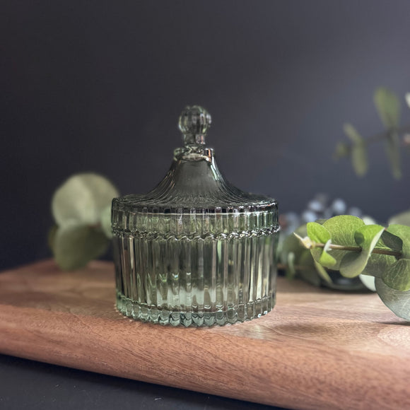 Vintage Green Glass Jar with Lid