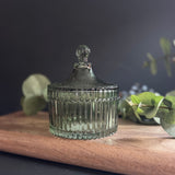 Vintage Green Glass Jar with Lid