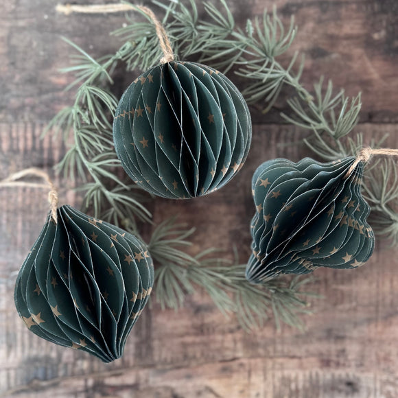 Honeycomb Decorations in Green & Gold Stars