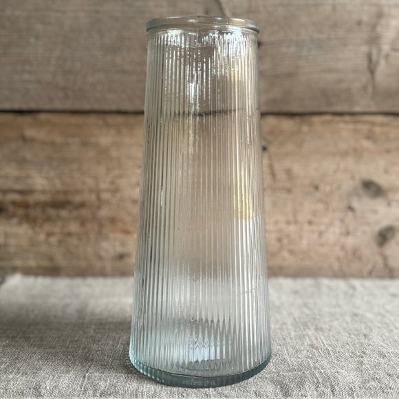 Clear Glass Ribbed Vase