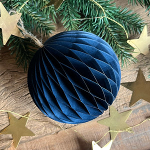 Honeycomb Baubles in Navy Blue