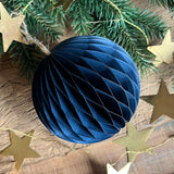 Honeycomb Baubles in Navy Blue