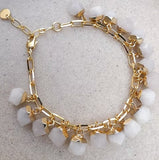 Jade nugget bracelet on gold-plated chain