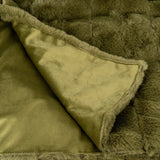 Ribbed Faux Fur Throw in Dark Olive