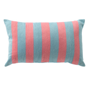 Pink and Blue Stripe Rectangle Cushion