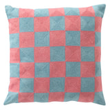 Pink and Blue Check Square Cushion 45cm