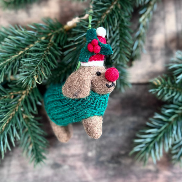 Handmade Felt Christmas Dachshund Decoration