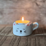 White Ceramic Cat Tealight Holder