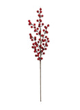 Full-length glossy red faux berry stem on a white background