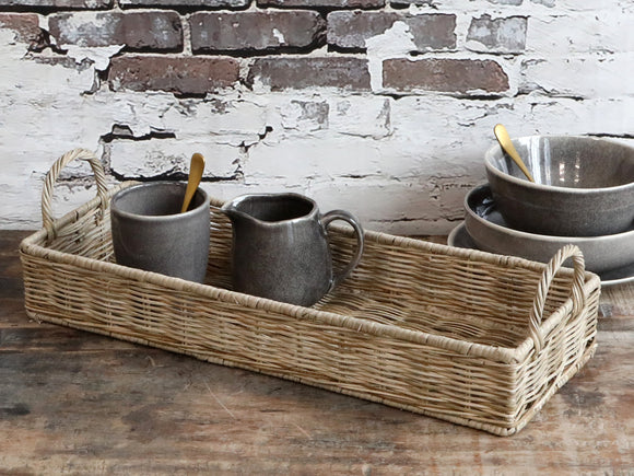 Long Wicker Tray With Handles