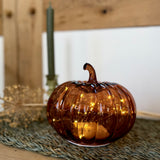 Autumn LED glass pumpkin decoration, alternate view