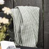 Green and Natural Striped Cotton Throw