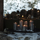 Rustic Pillar Candles in Olive
