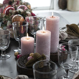 Rustic Pillar Candles in Pink
