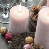Rustic Pillar Candles in Pink