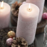 Rustic Pillar Candles in Pink