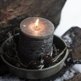 Rustic Pillar Candles in Olive