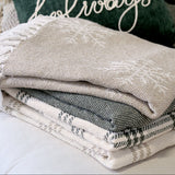 Natural Recycled Cotton Throw With Ice Crystals