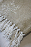 Natural Recycled Cotton Throw With Ice Crystals