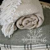Natural Recycled Cotton Throw With Ice Crystals