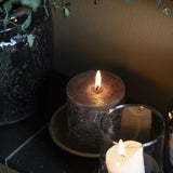 Rustic Pillar Candles in Olive