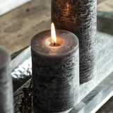 Rustic Pillar Candles in Charcoal