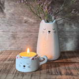 White Ceramic Cat Tealight Holder