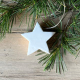 White Glazed Wooden Star