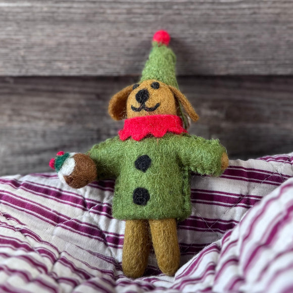 Handmade Felt Christmas Dog Decoration