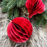 Honeycomb Baubles in Red
