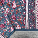 Cotton Hand Block Printed Tablecloth in Bold Blue and Red