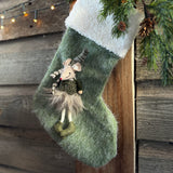 Decorative Christmas Stocking with Mouse - Green