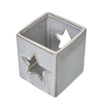 White Ceramic Star Tealight Holder - Square