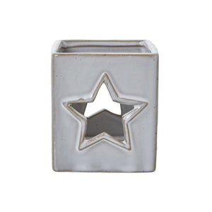 White Ceramic Star Tealight Holder - Square