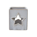 White Ceramic Star Tealight Holder - Square