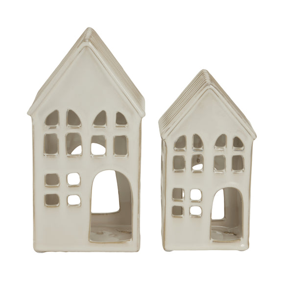 White Ceramic Tealight Houses