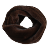 Deep brown faux fur snood on a white background