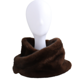 Deep brown faux fur snood worn on a mannequin